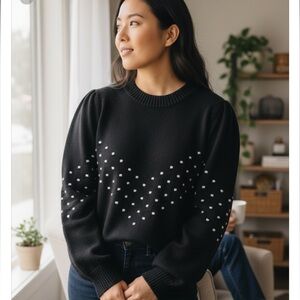 Eloquii Black Sweater with White Accents